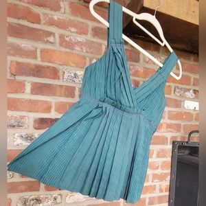 Marc by Marc Jacobs Pleated Pinstripe Silk Camisole Baby Doll Vneck Tank Top XS